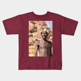 Namibia. Damara Living Museum. Portrait of a Smiling Man in the Fur Hat. Kids T-Shirt